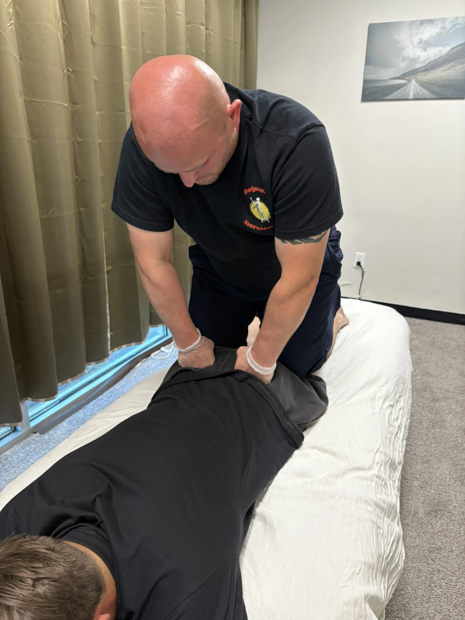 Massage therapy technique demonstration